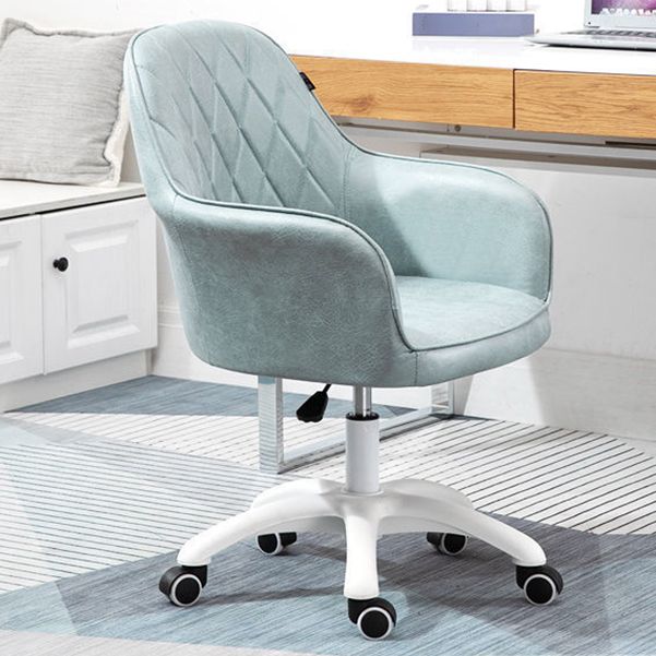 Contemporary Upholstered Office Chair with Arms Mid Back Chair for Office