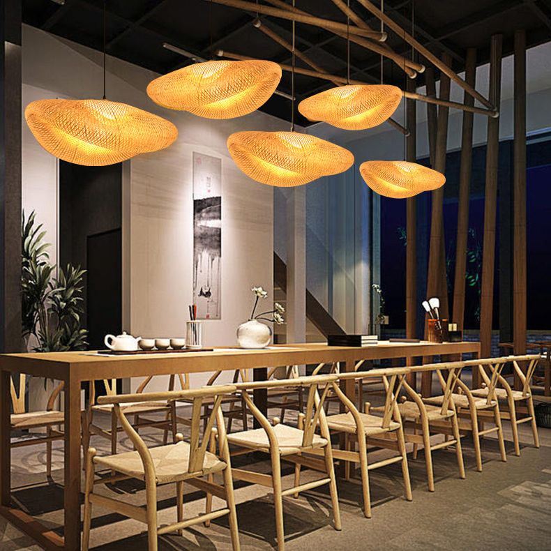 Luce a sospensione a sospensione tessuta a mano moderna Rattan 1 Luce Light Light