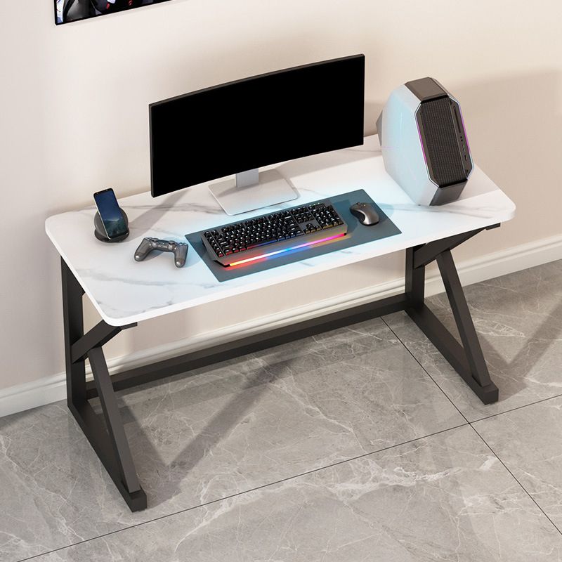 Modern Stone Computer Desk 29.53-inch Tall Gaming Desk with Iron Legs