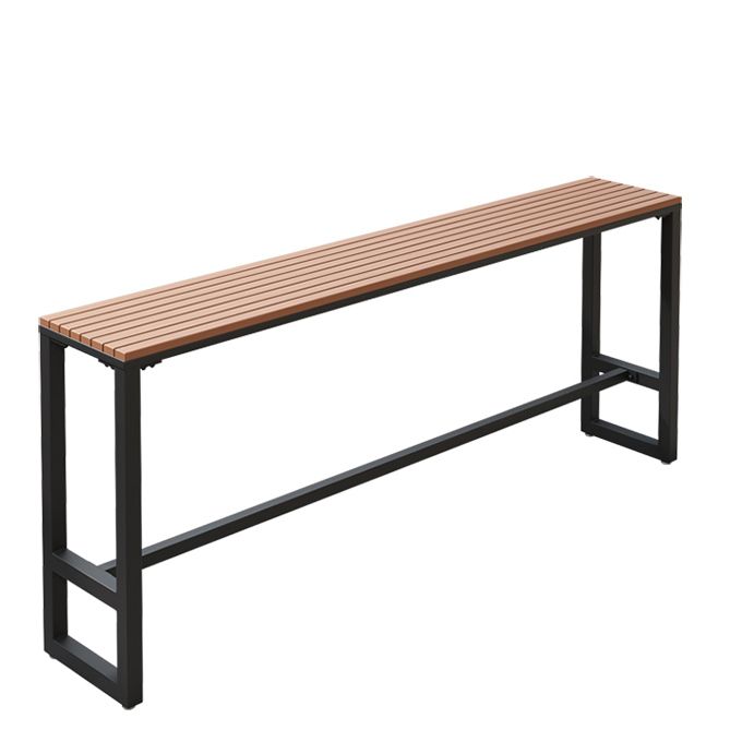 Wood Bar Dining Table Modern Rectangle Bar Table with Trestle Pedestal for Courtyard