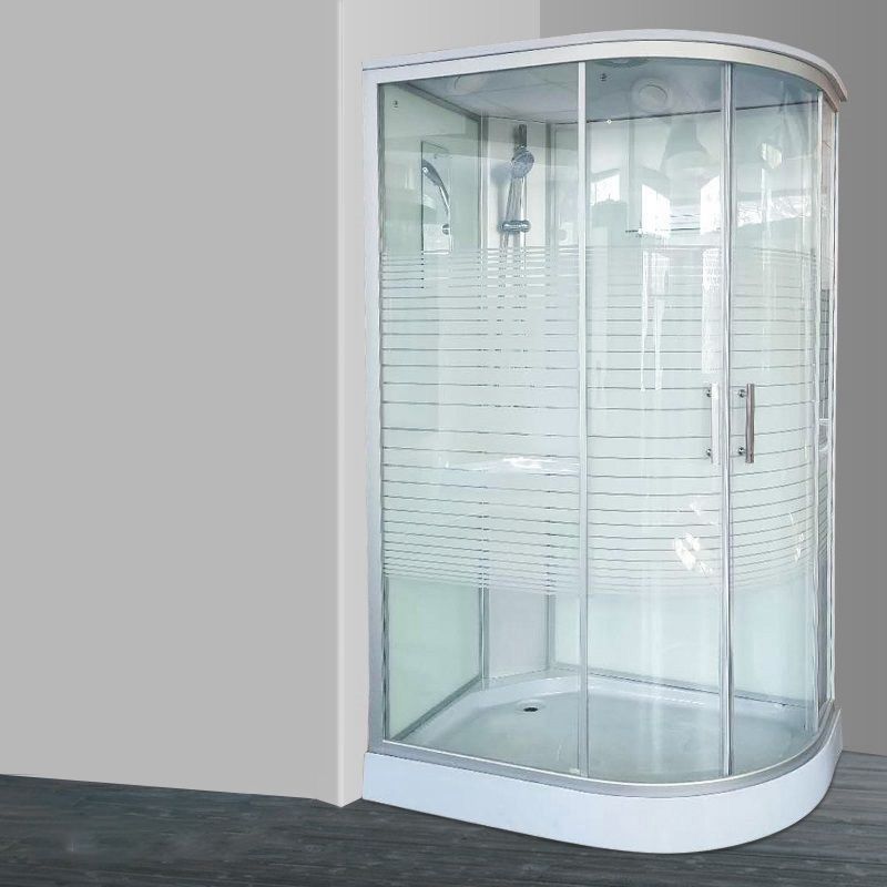 Linear Sliding Striped Shower Enclosure Metal Framed Shower Enclosure