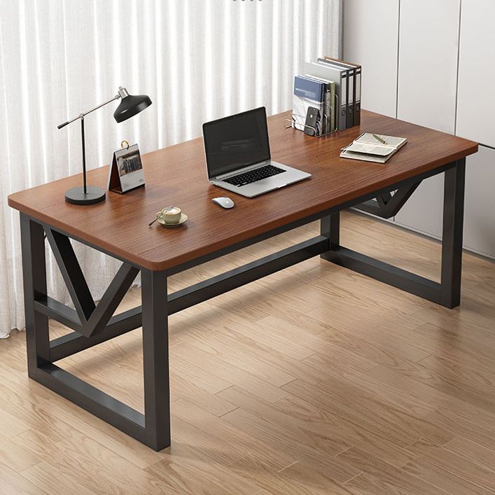 Contemporary Rectangular Office Desk Sled Writing Desk with Metal Legs