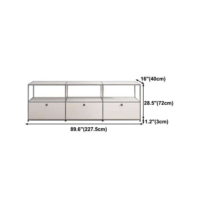 Modern Metal Dining Server with Drawers White Sideboard for Kitchen