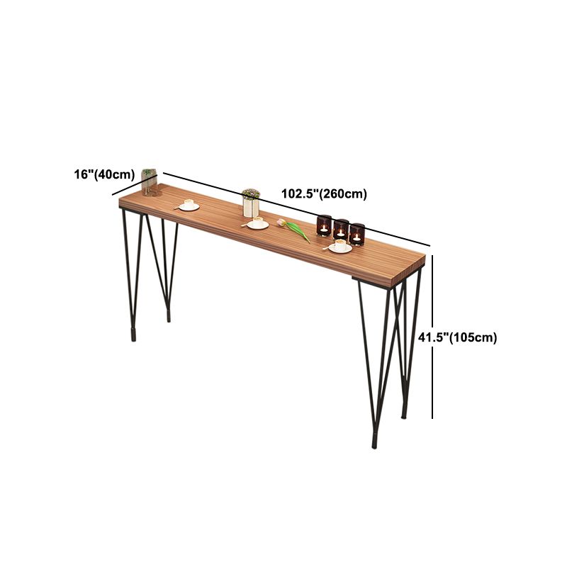 Pine Wood Bar Dining Table Modern Rectangle Bar Table with 4 Legs Pedestal for Dining Room