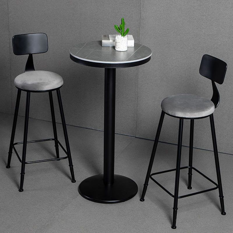 Industrial Style Marble Cocktail Bar Table Black Metal Base Bar Table