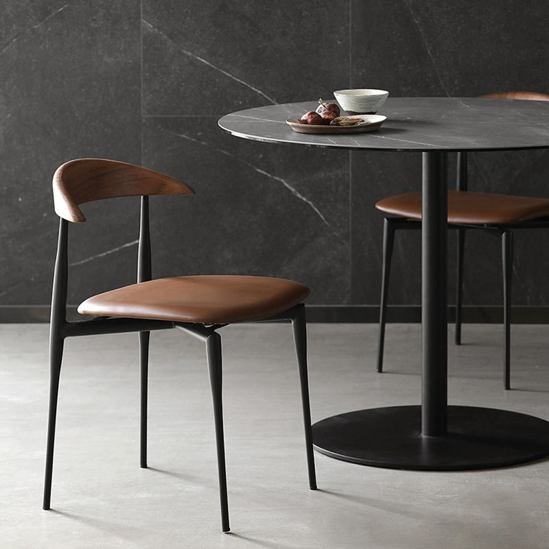 Minimalist Design Open Back Side Chairs Leather Dining Chairs