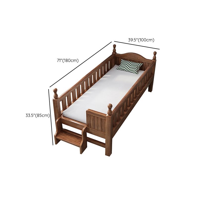 Traditional Nursery Crib with Guardrail Brown Convertible Crib