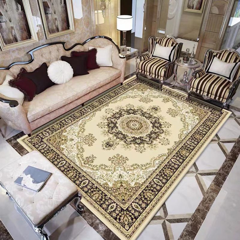 Navy Bohemian Carpet Polyester Graphic Carpet Washable Carpet for Living Room