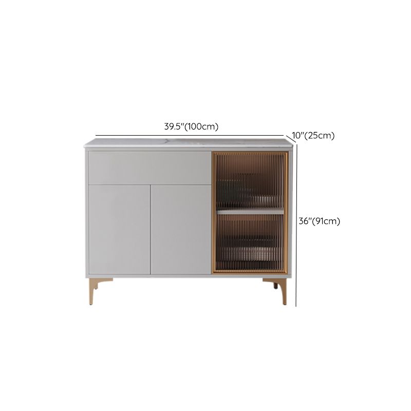 Adjustable Shelving Buffet Stand Engineered Wood Sideboard Cabinet with LED Lights