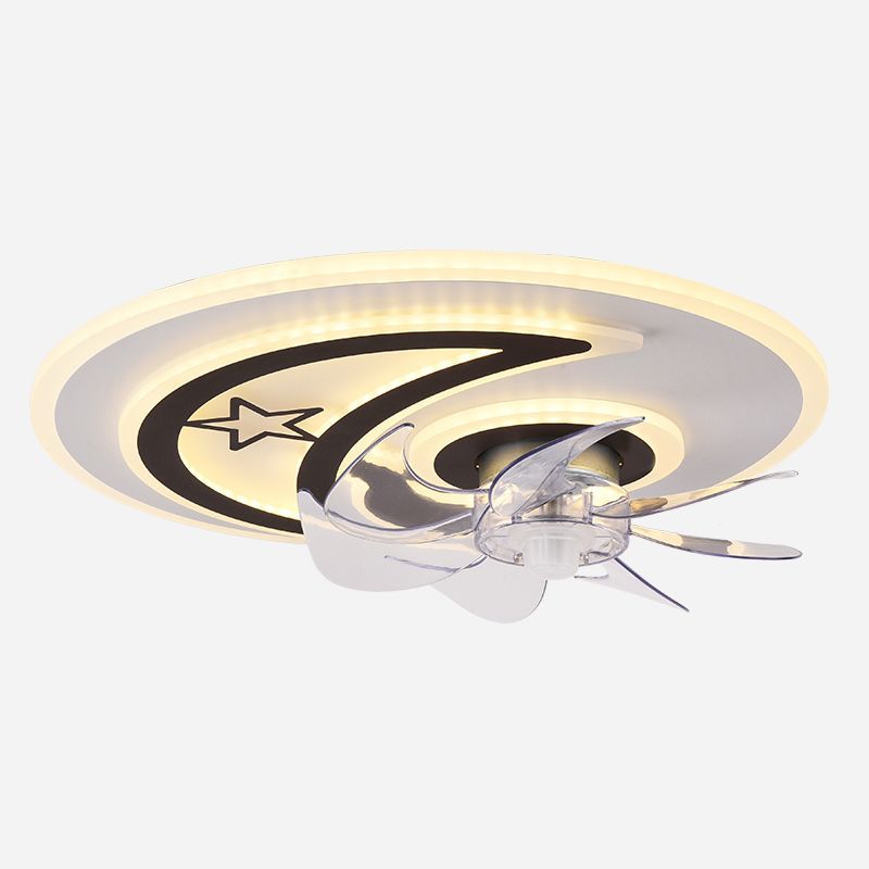 Kids Creative LED Ceiling Fan Light Iron Circular Ceiling Fans with Acrylic Shade