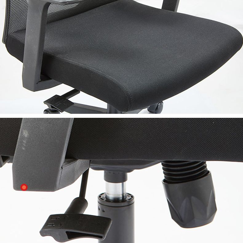 Modern Fixed Arms Chair with Wheels Mid-back Task Chair Mesh Desk Chair