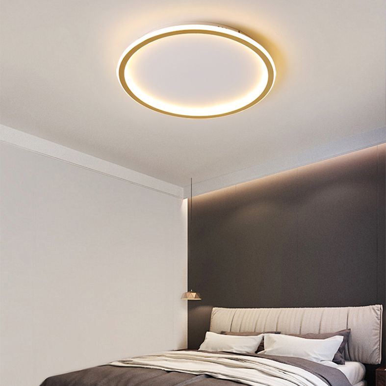 Minimalism Aluminum LED Ceiling Mounted Light Circle 1-Light Flush Light for Bedroom