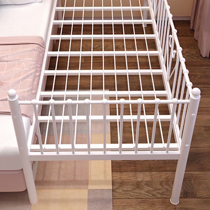 White Contemporary Panel Bed Open Frame Kids Bed with Mattress