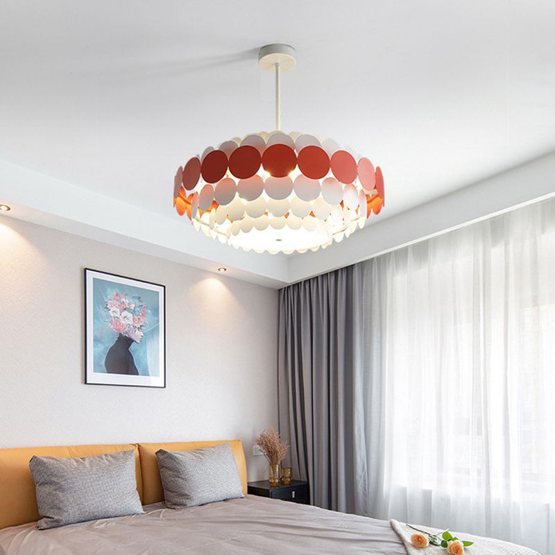 Nordic Style Chandelier Simple Hanging Light with Acrylic Shade for Bedroom