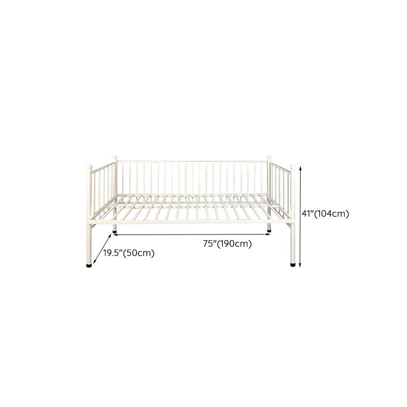 Metal Crib in White Industrial Iron Crib with Mattress and Guardrail