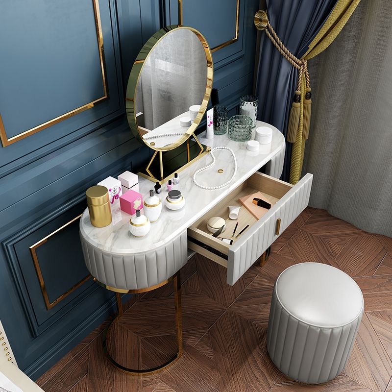 Glam Slate Top Vanity Dressing Table Set White Make-up Vanity