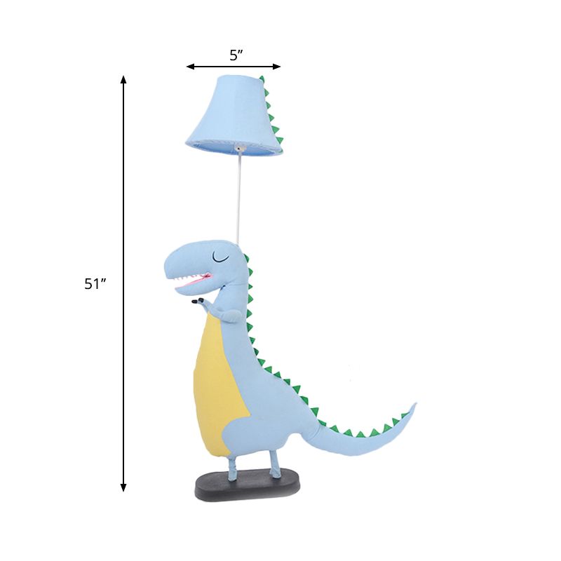 Cartoon Style Floor Lamp Dinosaur 1 Light Fabric Floor Light for Boys Bedroom Study Room