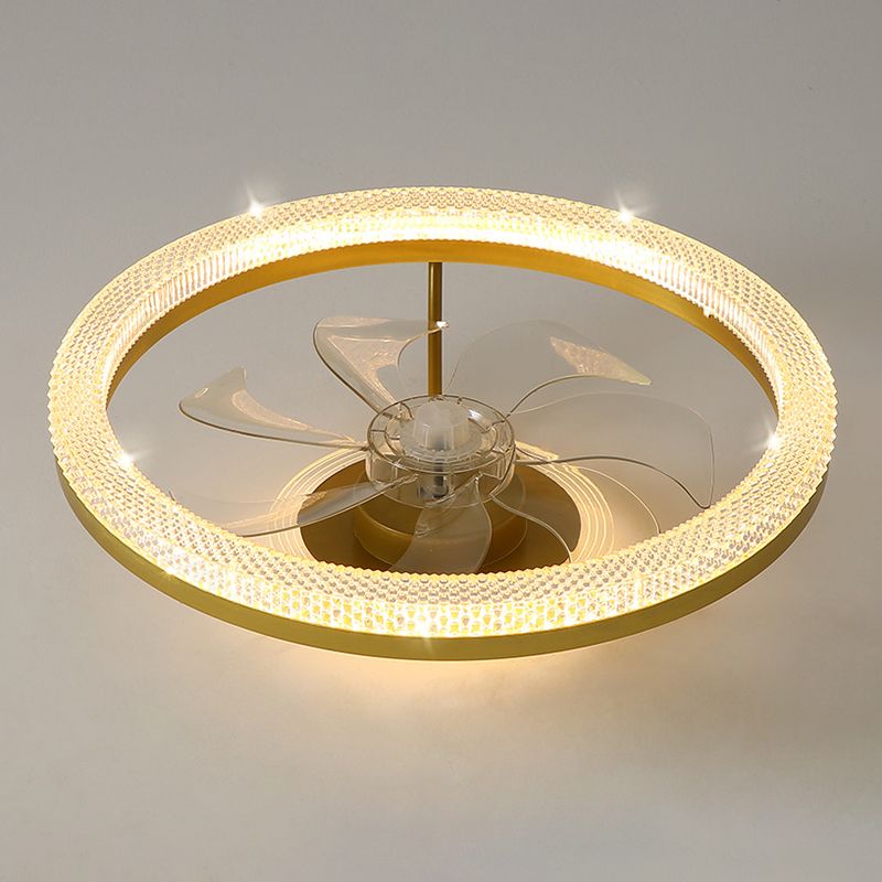 7-Blade Contemporary Ceiling Fan White/Golden Fan with Light for Home