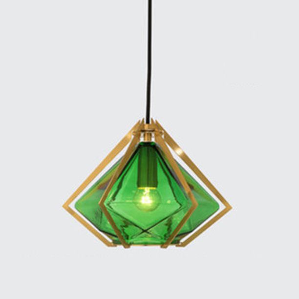 Geometry Shape Glass Hanging Ceiling Light Modern Style 1 Light Pendant Light