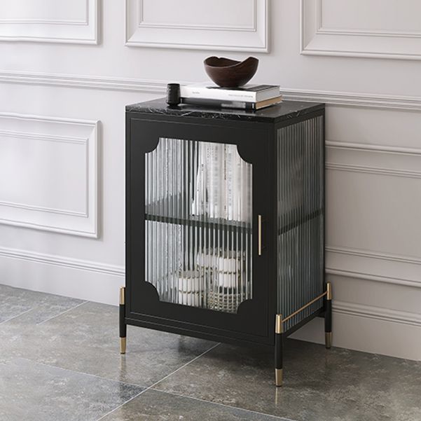 Glass Door Iron Sideboard Modern Server Cabinet with Storage for Living Room