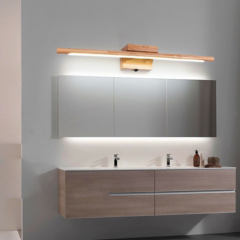 Nordic Style Wooden Vanity Light Cylinder Shape Vanity Lamp for Shower Room