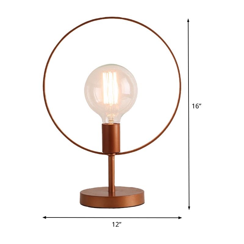 Circular Desk Lamp Modernist Metal 1 Head Reading Book Light in Burgundy for Study