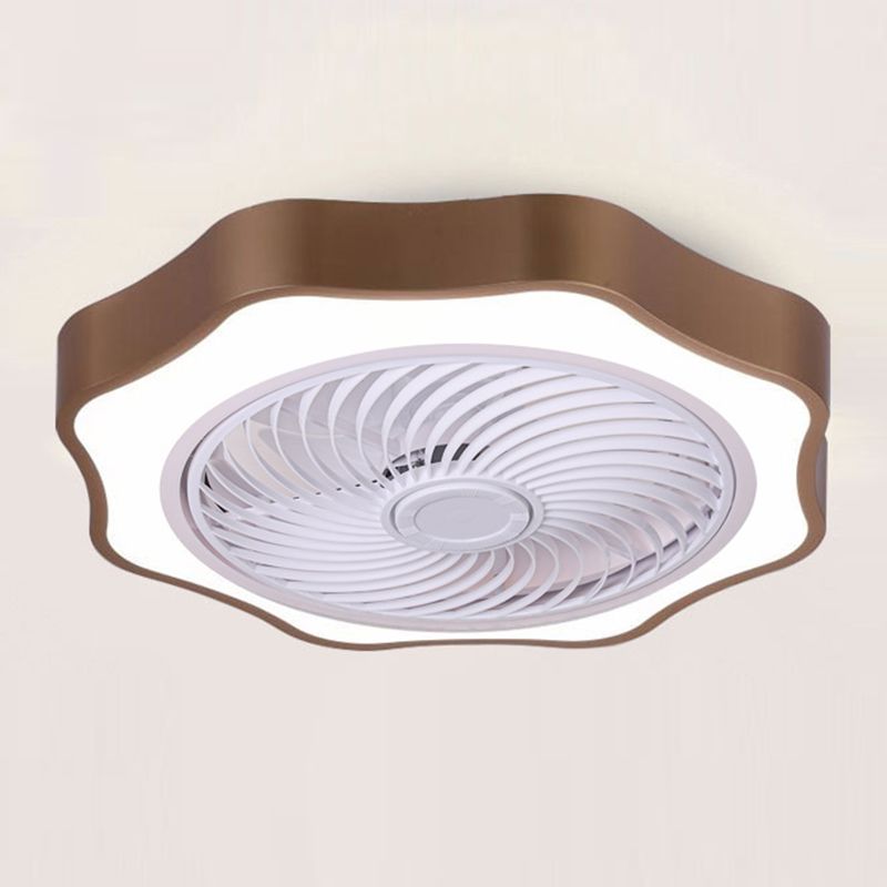 Accesorio de iluminación del ventilador de techo de metal floral lámpara de montaje semi rascilla de estilo LED para dormitorio