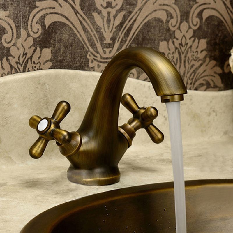 Industrial Wide Spread Bathroom Cross Handles Centerset Faucet