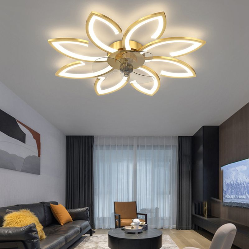 Geometric Shape Metal Ceiling Fans Modern Style Multi Lights Flush Ceiling Fan