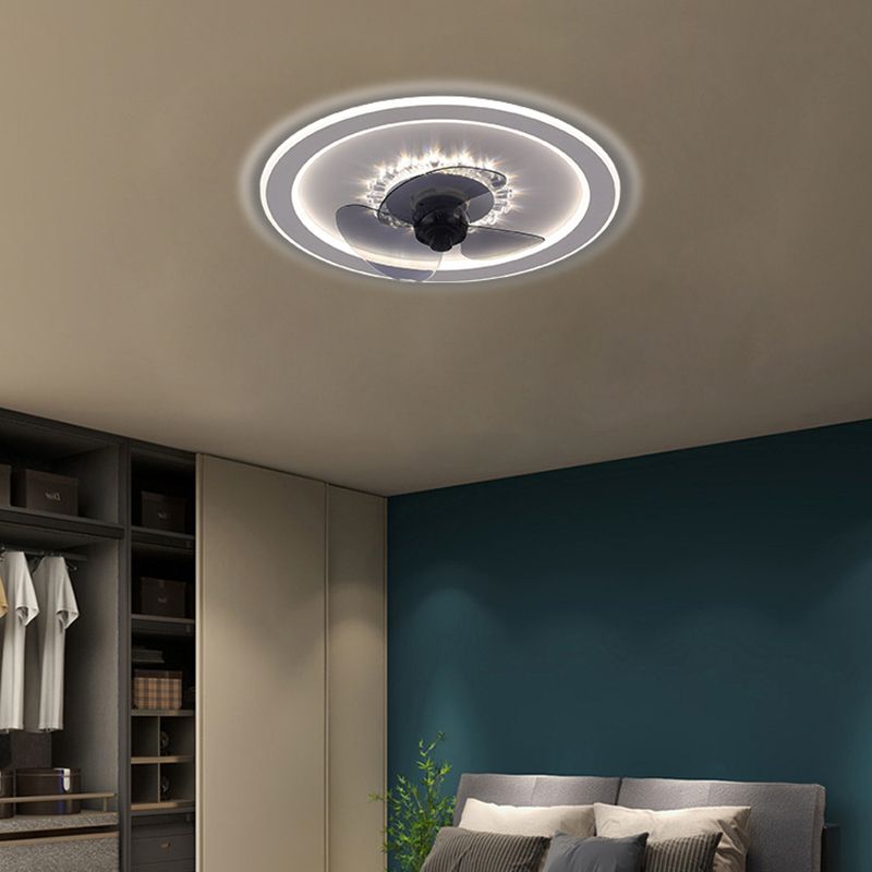 Modern Concise LED Ceiling Fan Light Iron Geometric Ceiling Fans with Acrylic Shade