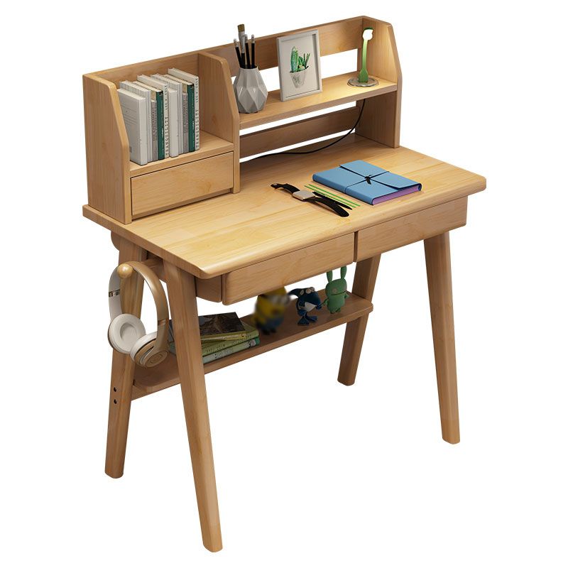 Writing Desk Kids Desks with Shelves Wood Study Desk and Chair Set