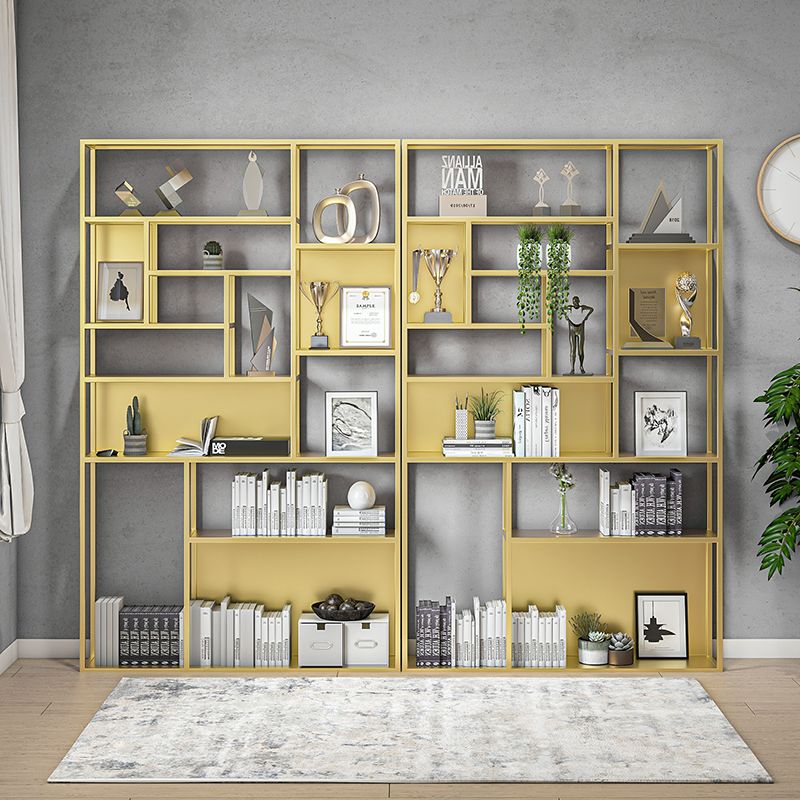 Metal and Wood Modern Book Shelf Open Floor Shelf Bookcase for Home