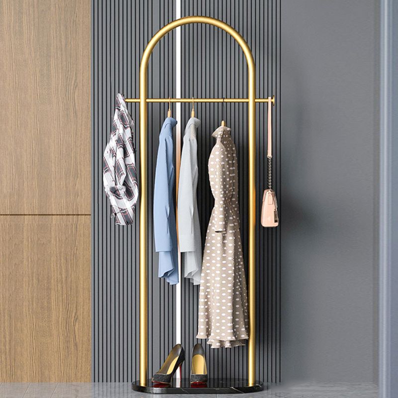 Modern Metal Coat Rack Hanging Rail and 2 Hooks Entry Hall Tree