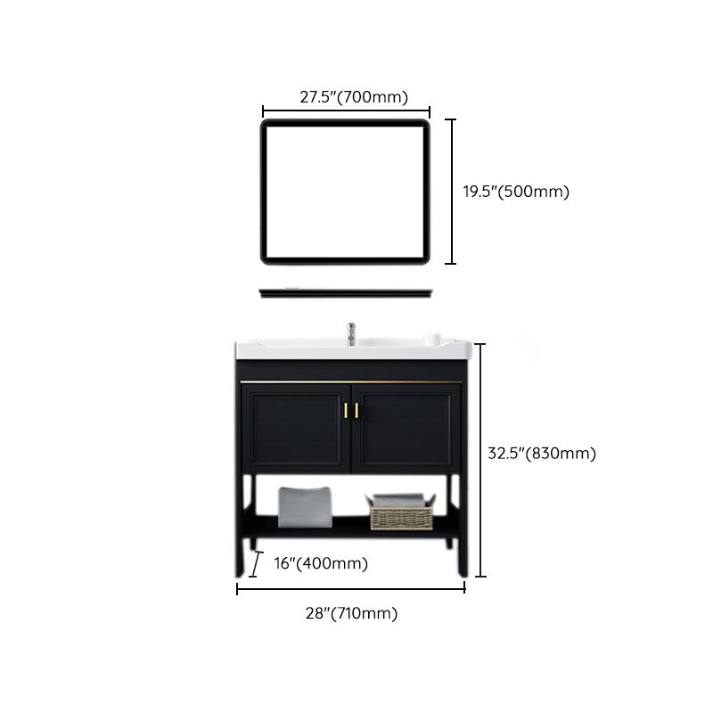 Shelving Included Bath Vanity Set Mirror Freestanding Vanity Set with Single Sink