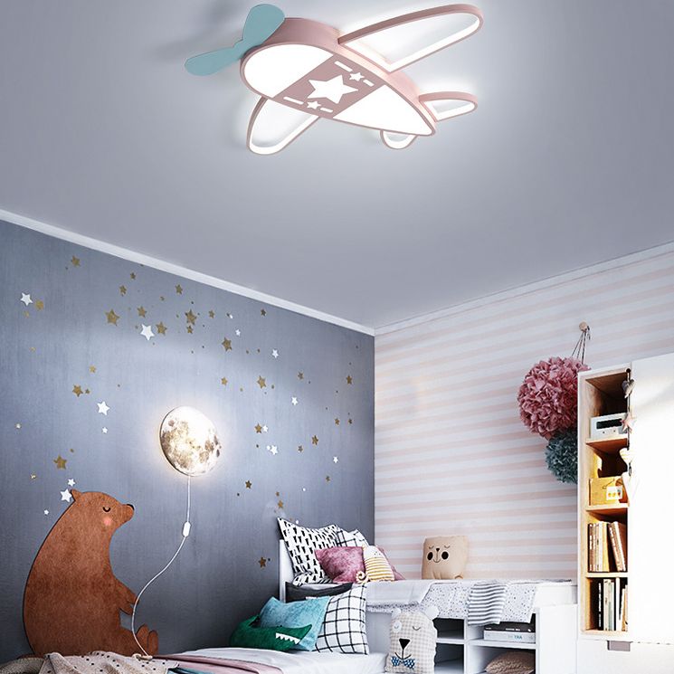 Propeller Piano Bambino Camera LED Flush Montaggio Lampada Acrilico Superficie Soffitto Luce