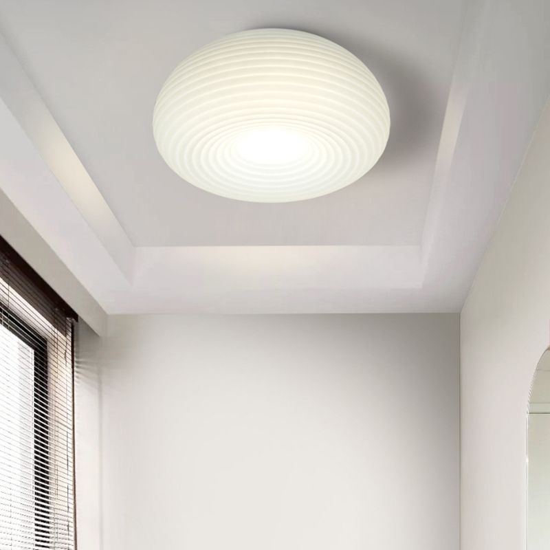 Modern Metal LED Flush Mount Circle Shape Ceiling Light with Plastic Shade for Living Room