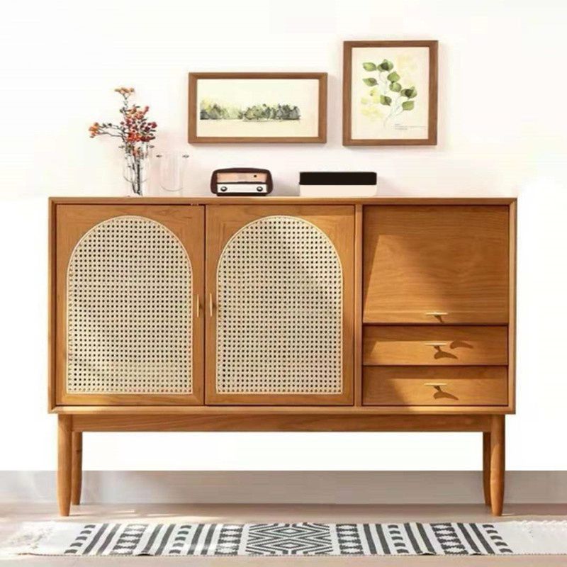 Wooden Sideboard Modern Minimalist Home Buffet with Drawers and Cabinets