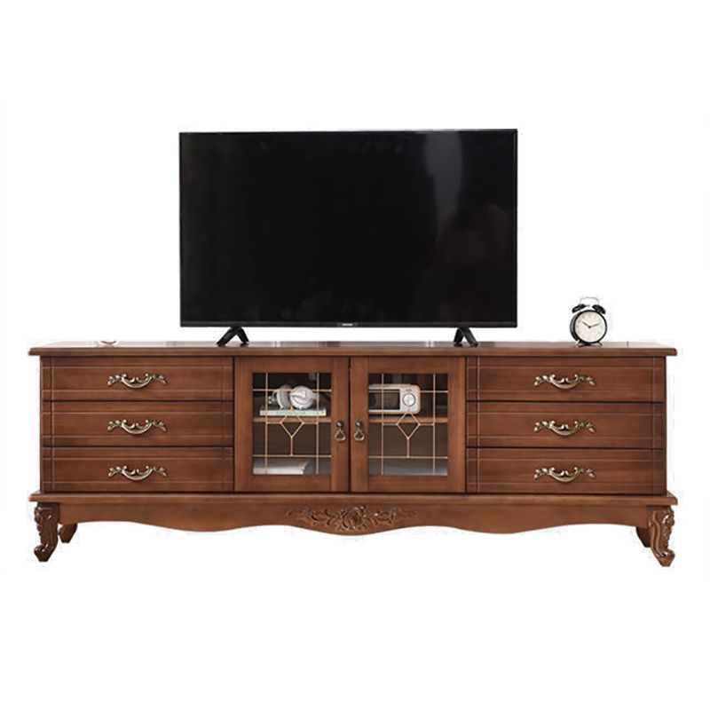 Traditional Wood TV Stand Console Enclosed Storage TV Media Stand for Living Room