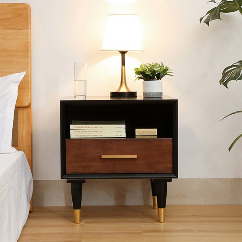 Solid Wood Accent Table Nightstand Contemporary Bedside Cabinet for Bedroom