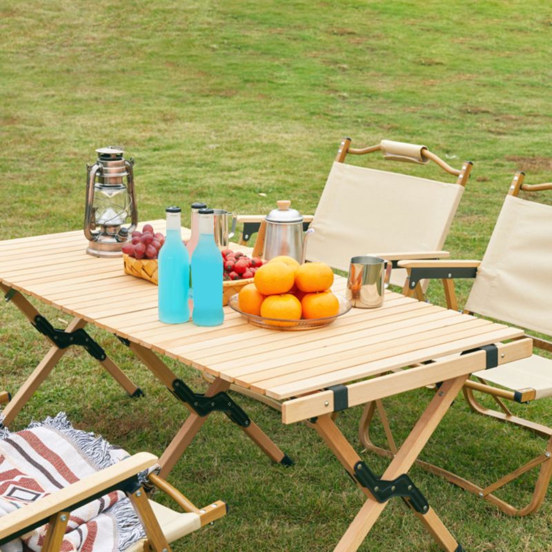 Contemporary Patio Table Rectangle Beech Foldable Camping Table