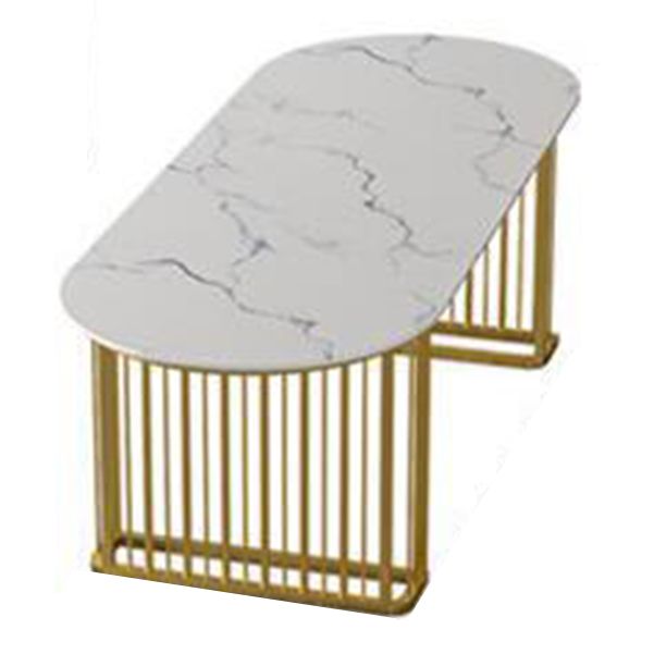 Glam Marble Writing Desk Sled Base Type Office Desk With Metal Legs