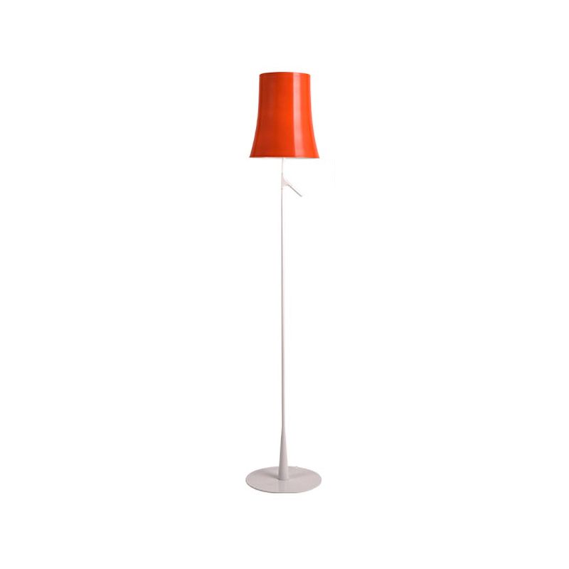 Metallic Bell Shape Floor Lamp Contemporary Single Head White/Orange Standing Light for Study Room