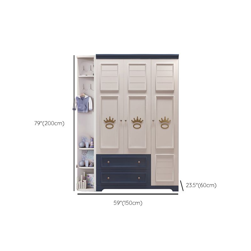 Manufactured Wooden Kids Closet Modern Style Bedroom Wardrobe Closet with Drawers