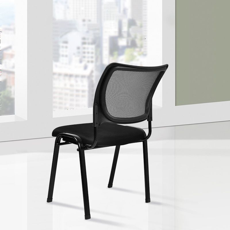 Black Metal Frame Modern Office Chair Mid-Back Microfiber Task Chair