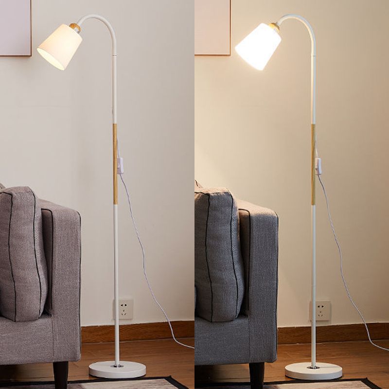 1-Bulb Living Room Floor Lamp Macaron Adjustable Reading Light with Conical Metal Shade