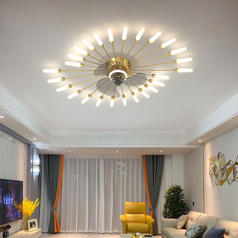 Nordic Style Ceiling Fan Lamp LED Round Shape Ceiling Fan Light for Living Room