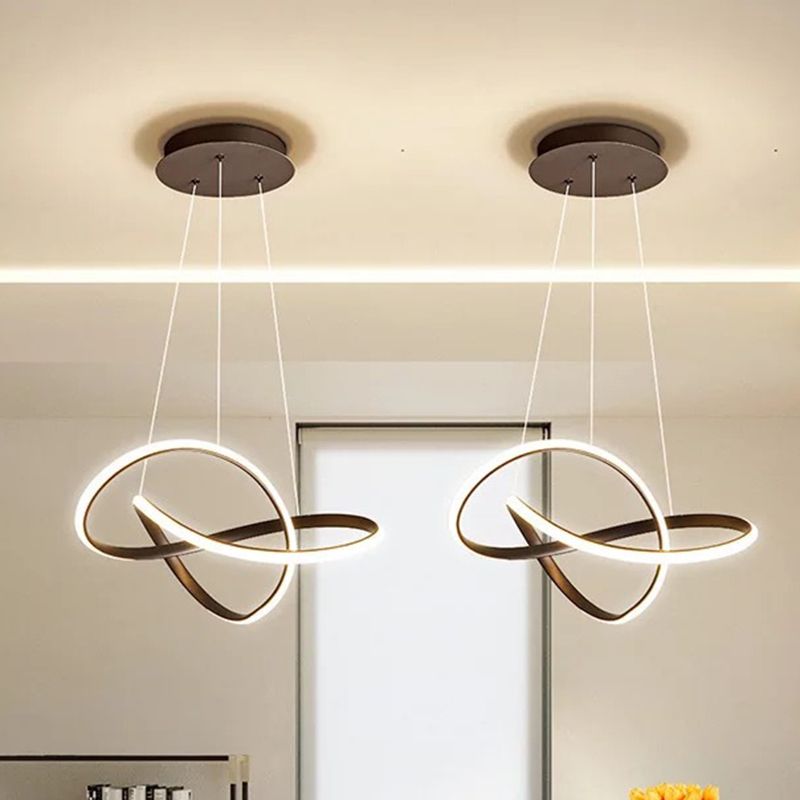 Spiral Suspended Lighting Fixture Minimalist LED Metal Ceiling Pendant Light for Dinning Room