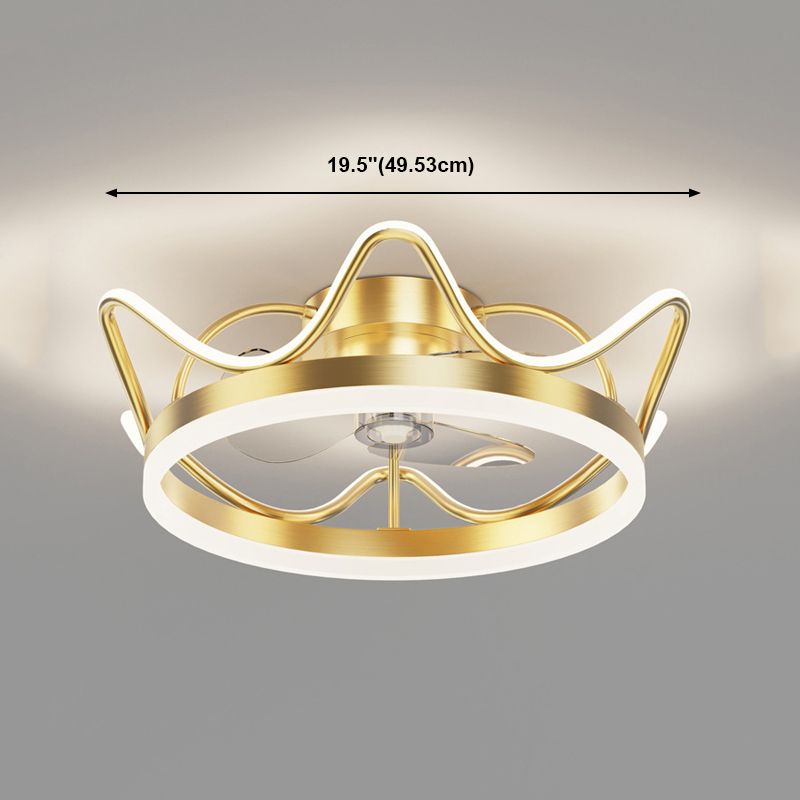 Metal Circular Ceiling Fan Lamp Simplicity Style LED Ceiling Mounted Light