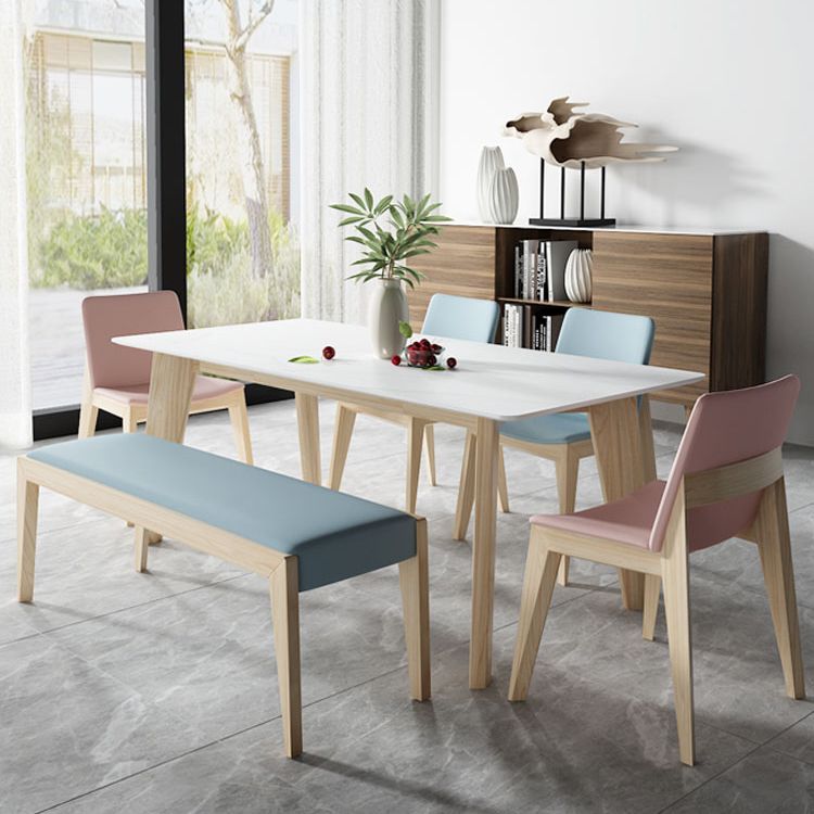 Contemporary Style Dining Chairs Dining Armless Side Chairs with Wooden Legs