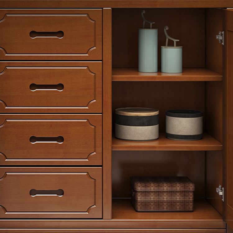 Modern Wood Cabinet in Brown 13.77" Wide Accent Cabinet with Drawers and Doors